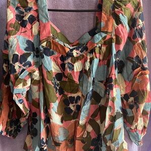 Zac & Rachel Floral Blouse in Pink, Green, and Blue
